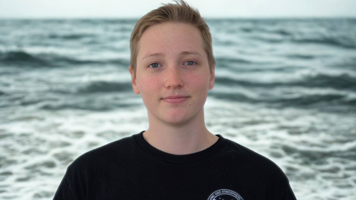Han Weinrich with the ocean in the background
